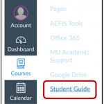 Quick Start Guide link location in All Courses List in Canvas