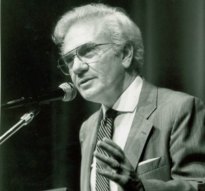 Ernest L. Boyer speaking at a conference on quality teaching in higher education at Drexel University in Philadelphia, Pennsylvania, in 1987. (Boyer Center Archives)