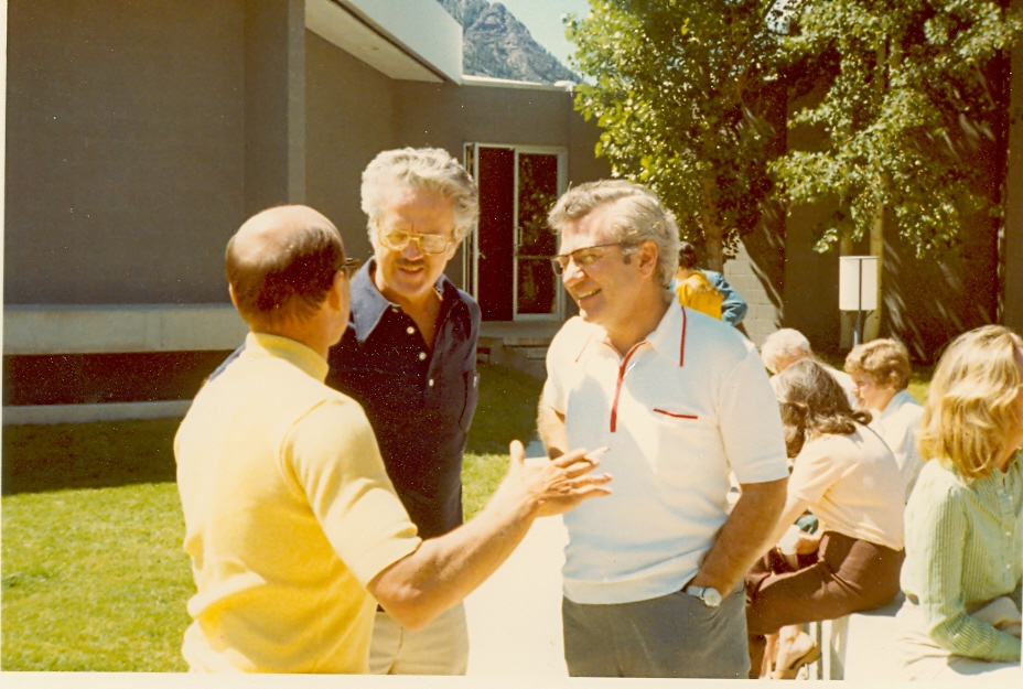 Ernest L. Boyer with Robert Clark and an unnamed man at the 1973 Aspen Education Seminar. - BCA
