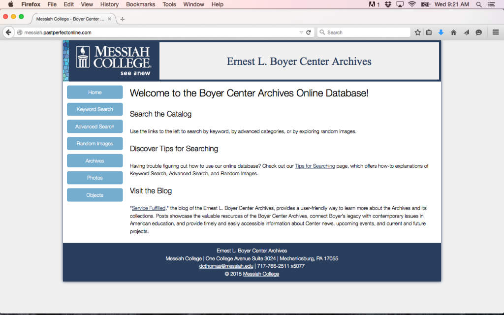 The Boyer Center Archives has a new-and-improved "look" for its online database.