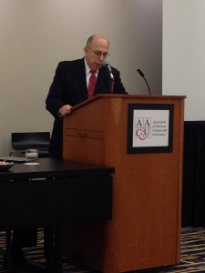 Dr. Ira Harkavy, recipient of the 2015 Ernest L. Boyer Award from the New American Colleges & Universities, delivers his acceptance speech last week.